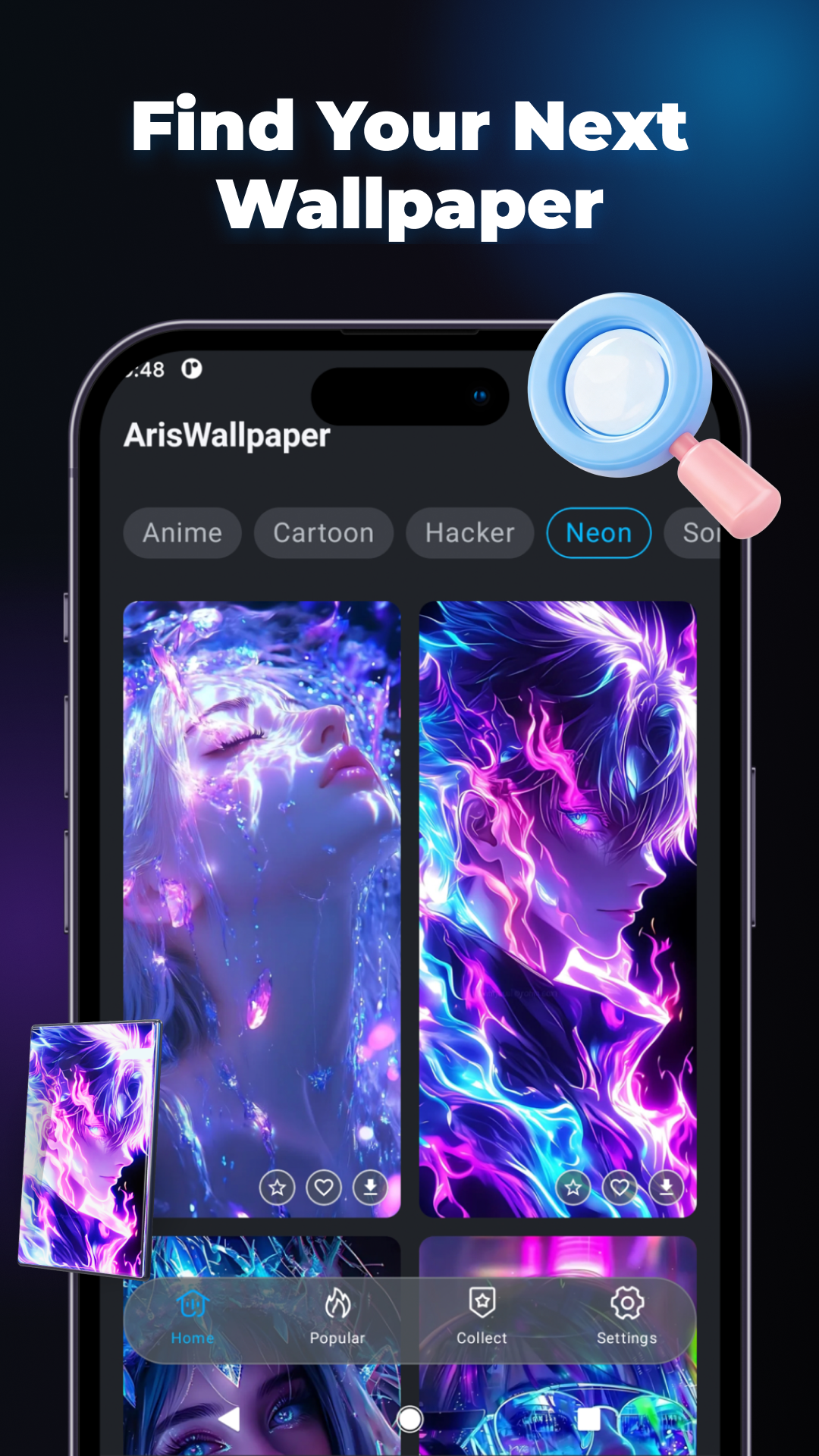 ArisWallpaper category browsing screen